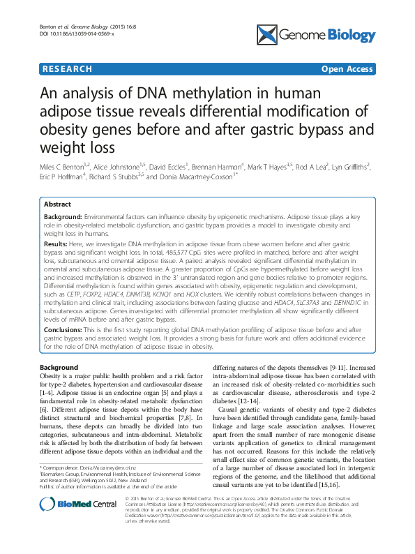 (PDF) An analysis of DNA methylation in human adipose tissue reveals ...