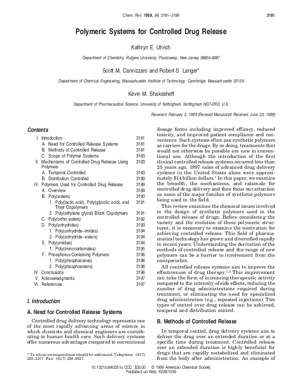 (PDF) Polymeric Systems for Controlled Drug Release