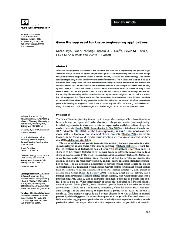 (PDF) Gene therapy used for tissue engineering applications