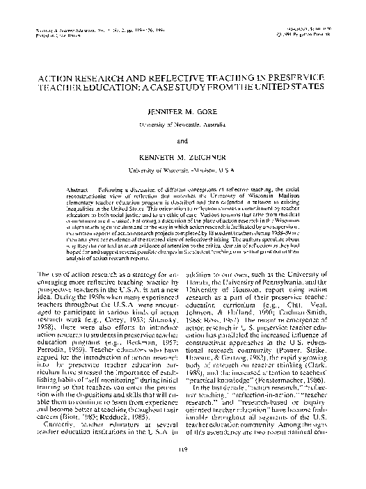 (PDF) ACTION RESEARCH AND REFLECTIVE TEACHING IN PRESERVICE TEACHER ...