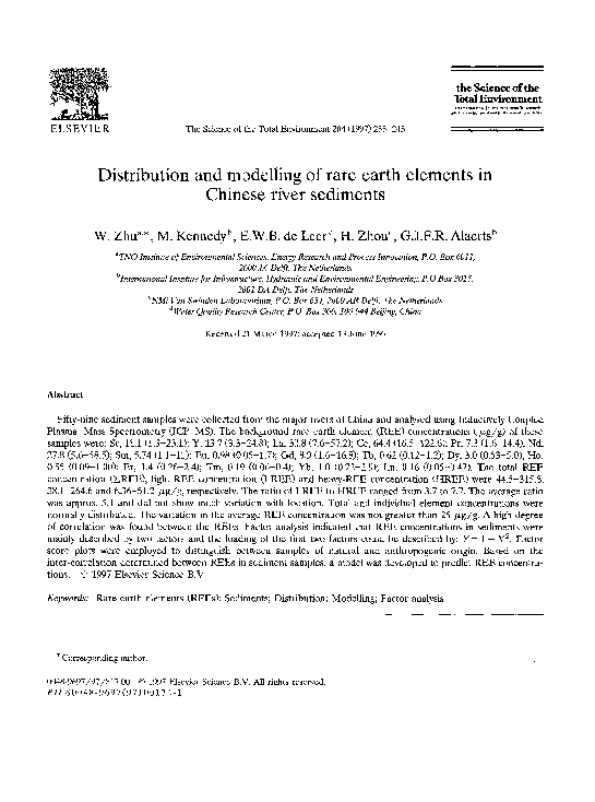 (PDF) Distribution and modelling of rare earth elements in Chinese ...