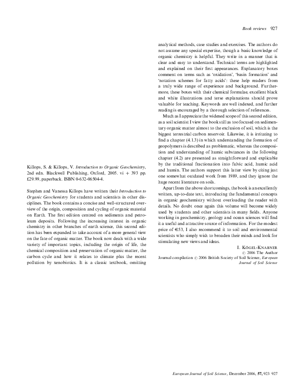 (PDF) Introduction to Organic Geochemistry Edited by S. Killops & V