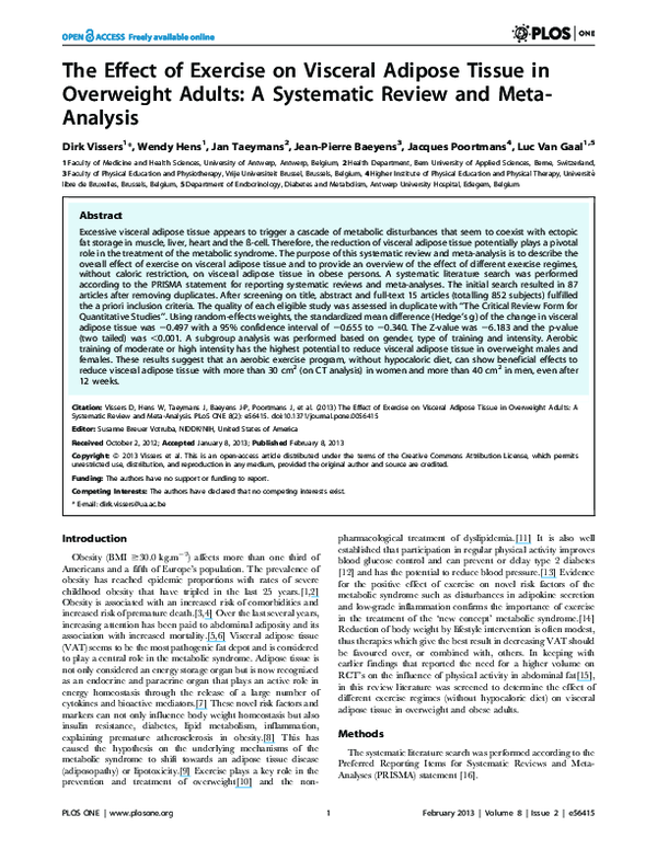 (PDF) The Effect of Exercise on Visceral Adipose Tissue in Overweight ...