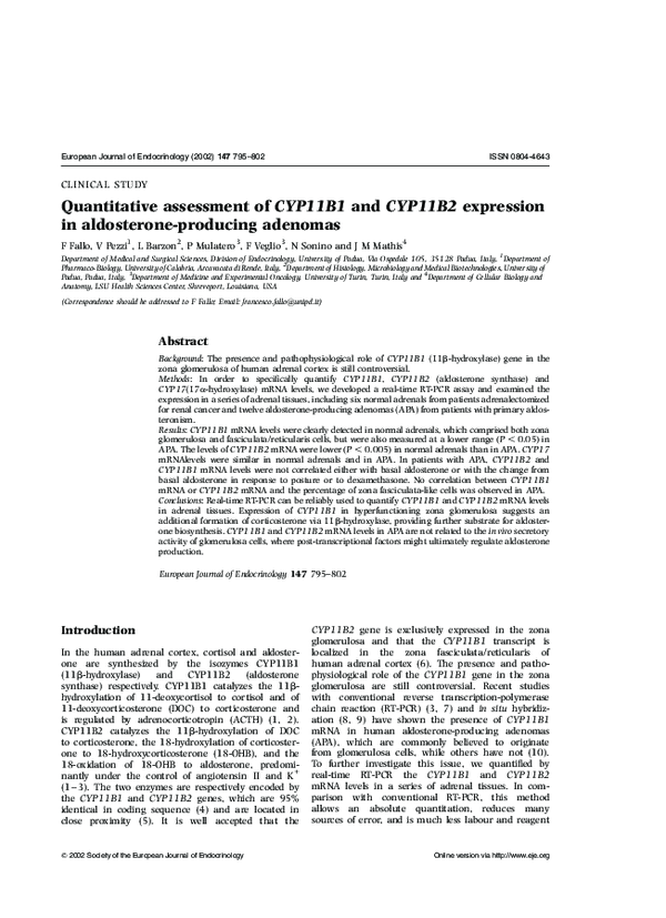 (PDF) Quantitative assessment of CYP11B1 and CYP11B2 expression in ...