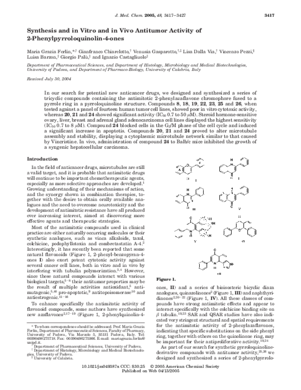 (PDF) Synthesis and in Vitro and in Vivo Antitumor Activity of 2 ...