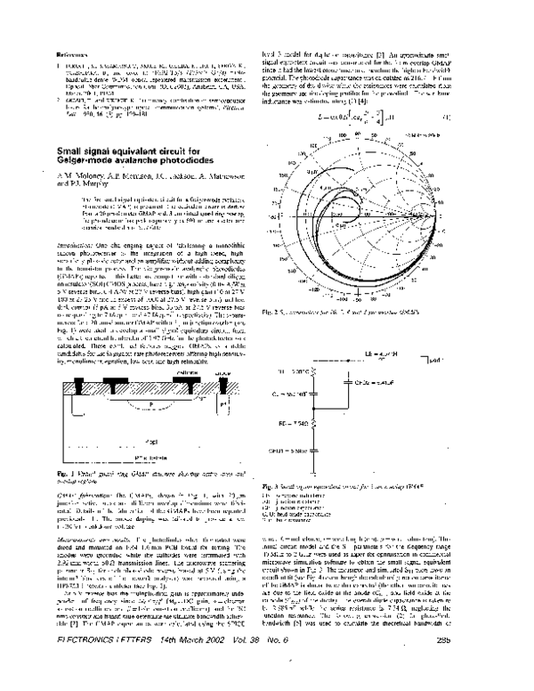 (PDF) Small signal equivalent circuit for Geiger-mode avalanche photodiodes