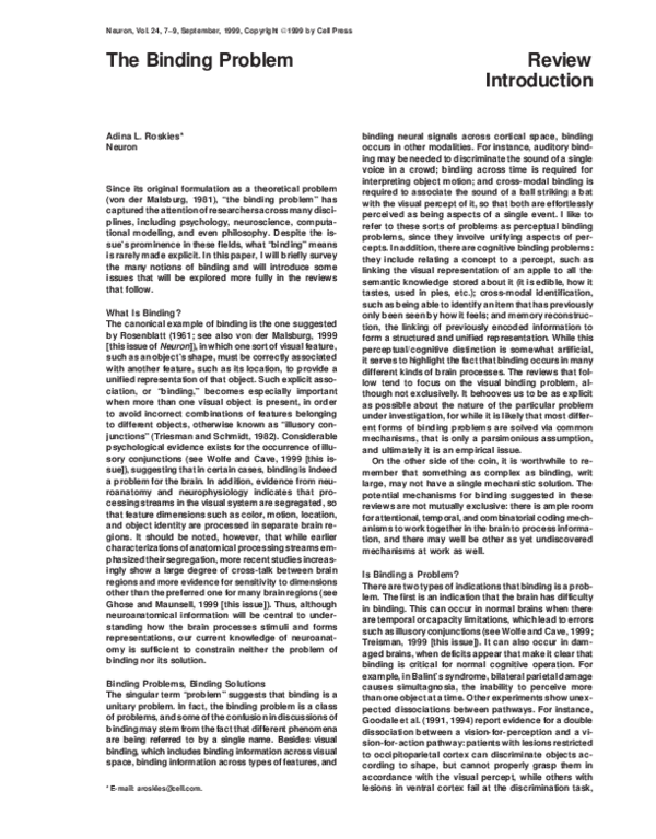 (PDF) The Binding Problem