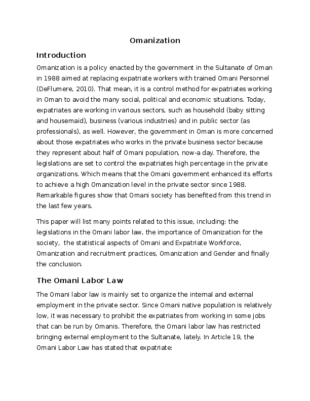 Omanisation quotas image