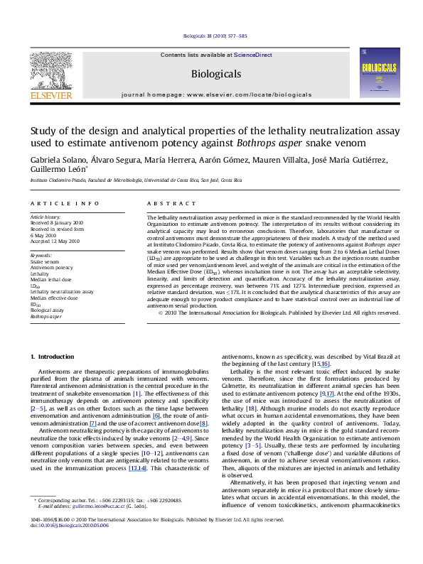 (PDF) Study of the design and analytical properties of the lethality ...