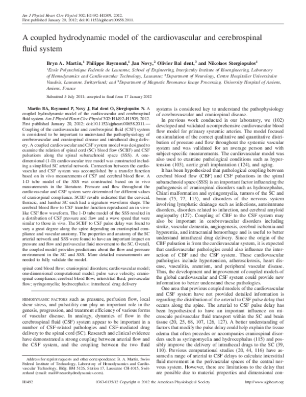 (PDF) A coupled simulation of spinal cord blood flow and cerebrospinal ...