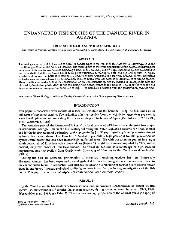 Endangered fish species of the Danube river in Austria