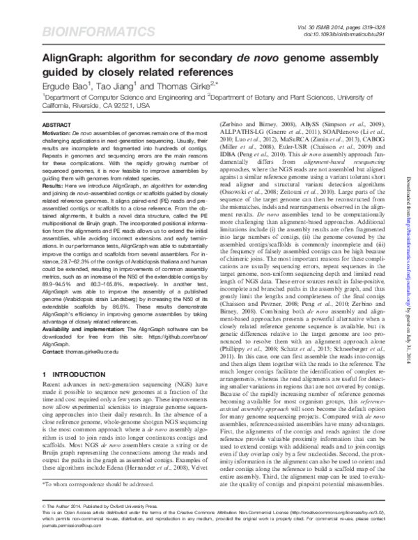 (PDF) AlignGraph: algorithm for secondary de novo genome assembly ...