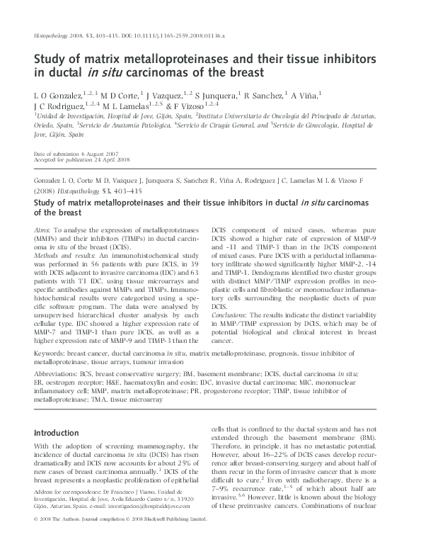 (PDF) Study of matrix metalloproteinases and their tissue inhibitors in ...