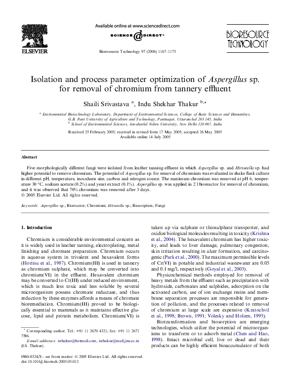 (PDF) Isolation and process parameter optimization of Aspergillus sp ...