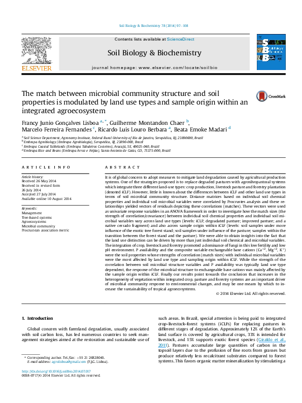 (PDF) The match between microbial community structure and soil ...