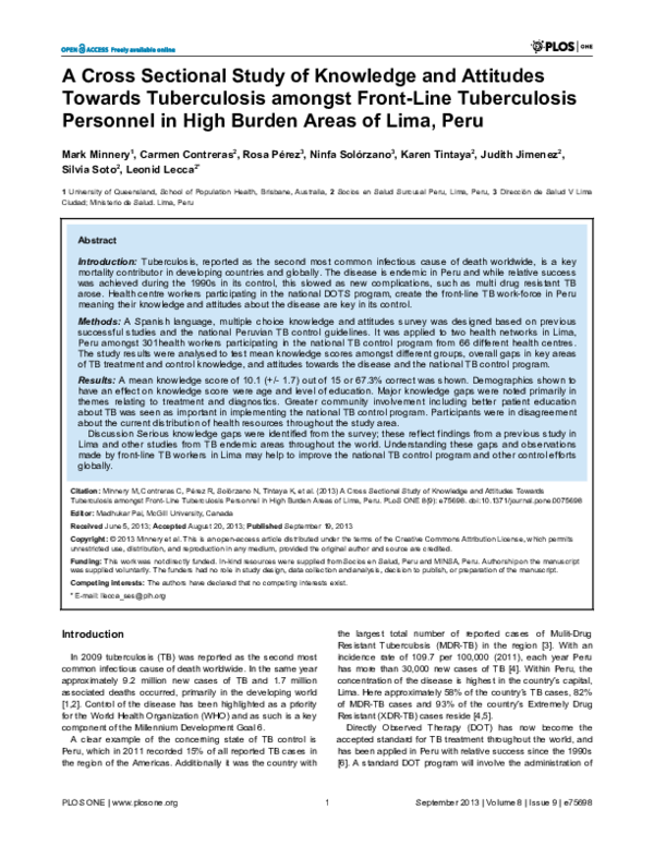 (PDF) A Cross Sectional Study of Knowledge and Attitudes Towards ...