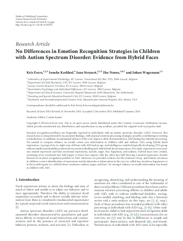 (PDF) No Differences in Emotion Recognition Strategies in Children with ...