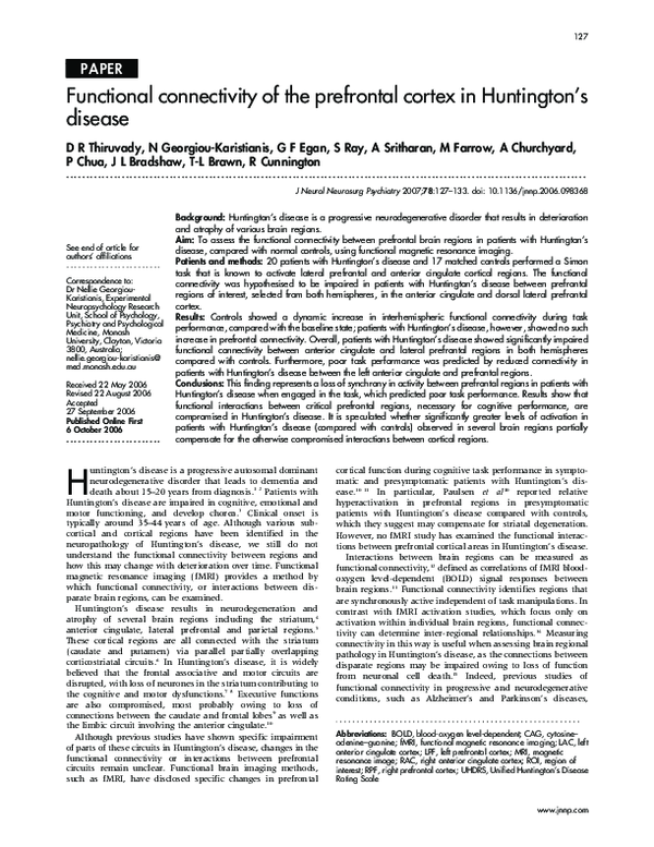 (PDF) Functional connectivity of the prefrontal cortex and the amygdala ...