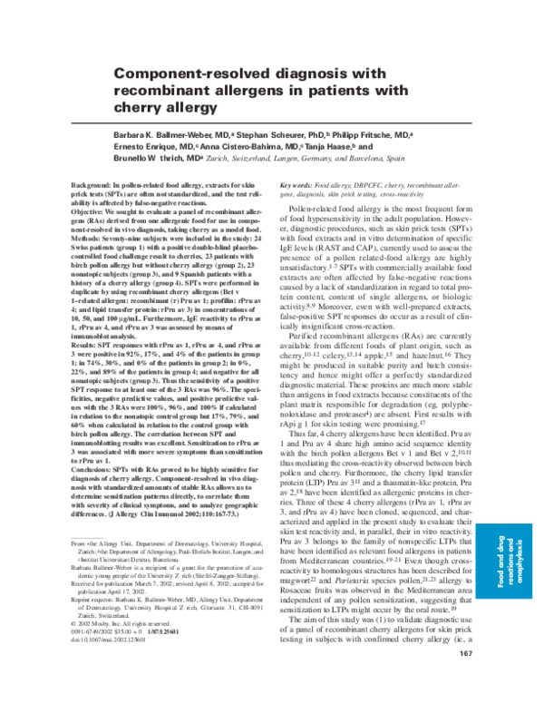 (PDF) Componentresolved diagnosis with allergens in