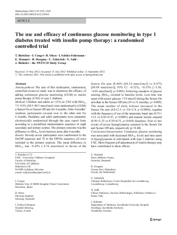 (PDF) The use and efficacy of continuous glucose monitoring in type 1 ...