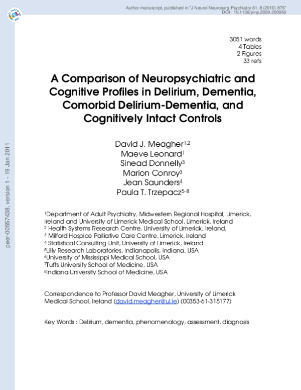 (PDF) A comparison of neuropsychiatric and cognitive profiles in ...