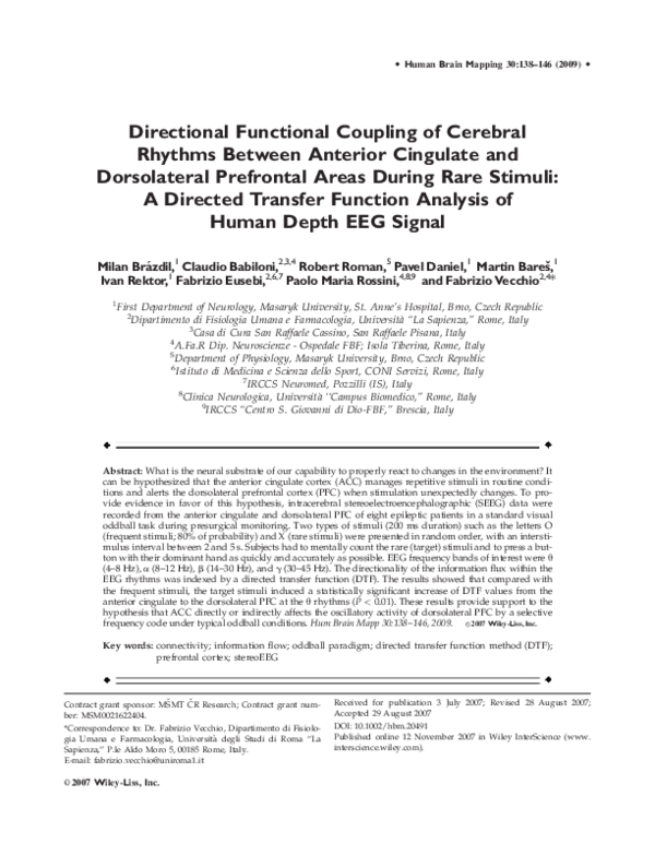(PDF) Directional functional coupling of cerebral rhythms between ...
