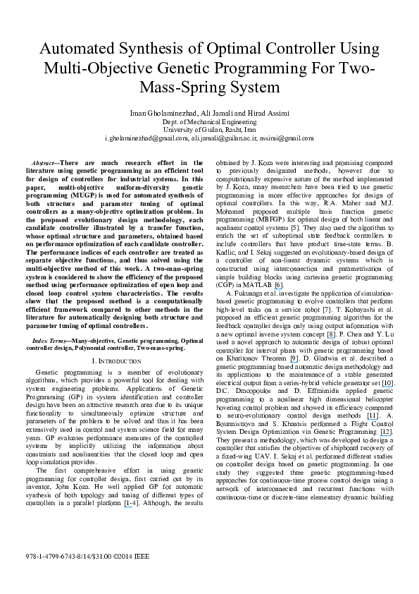 (PDF) Automated synthesis of optimal controller using multi-objective ...