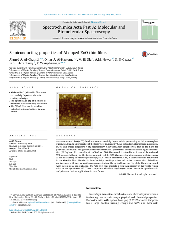 (PDF) Semiconducting properties of Al doped ZnO thin films