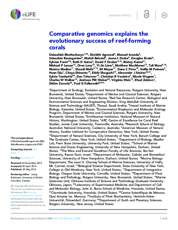 (PDF) Comparative genomics explains the evolutionary success of reef ...