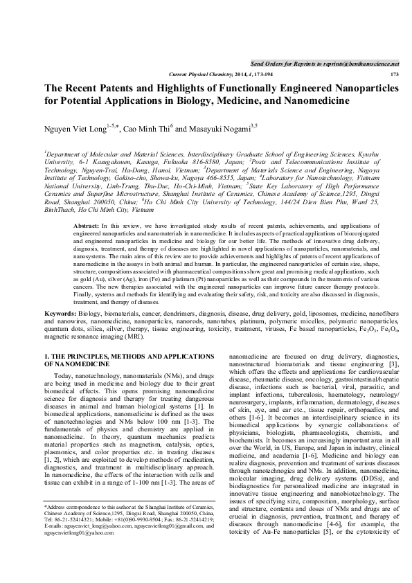 (PDF) The Recent Patents and Highlights of Functionally Engineered ...