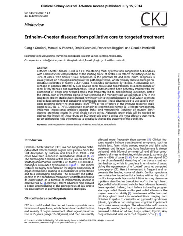 (PDF) ErdheimChester disease from palliative care to targeted