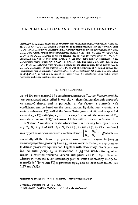 (PDF) On combinatorial and projective geometry