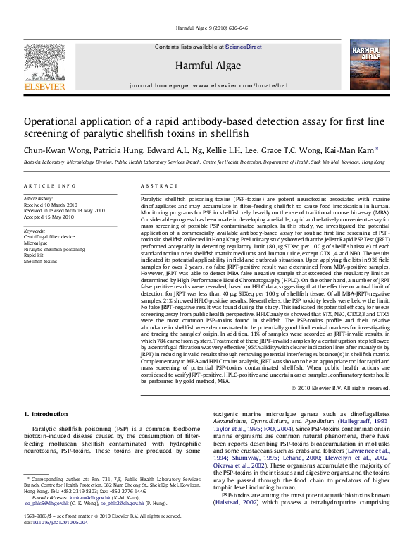 (PDF) Operational application of a rapid antibody-based detection assay ...