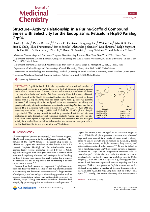 (PDF) Structure–Activity Relationship in a Purine-Scaffold Compound ...