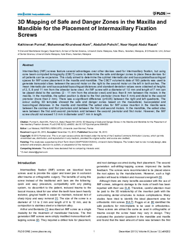 (PDF) 3D Mapping of Safe and Danger Zones in the Maxilla and Mandible
