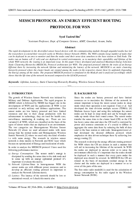 (PDF) MESSCH PROTOCOL AN ENERGY EFFICIENT ROUTING PROTOCOL FOR WSN