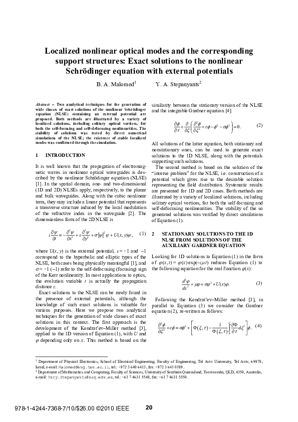 (PDF) Localized nonlinear optical modes and the corresponding support ...
