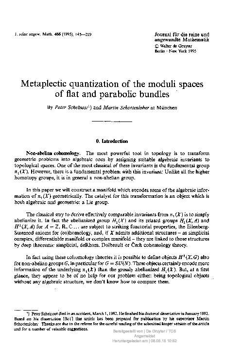 (PDF) Metaplectic quantization of the moduli spaces of flat and ...