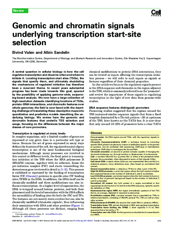 (PDF) Genomic and chromatin signals underlying transcription start-site ...