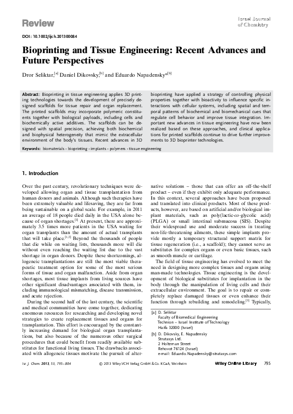 (PDF) Bioprinting and Tissue Engineering: Recent Advances and Future ...