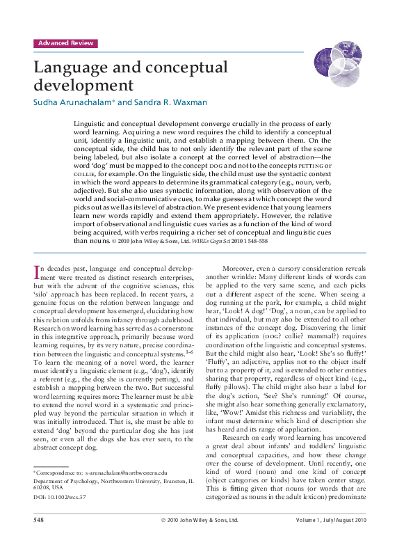 (PDF) Language and Conceptual Development