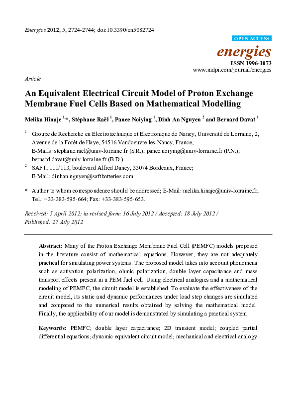 (PDF) An Equivalent Electrical Circuit Model of Proton Exchange ...