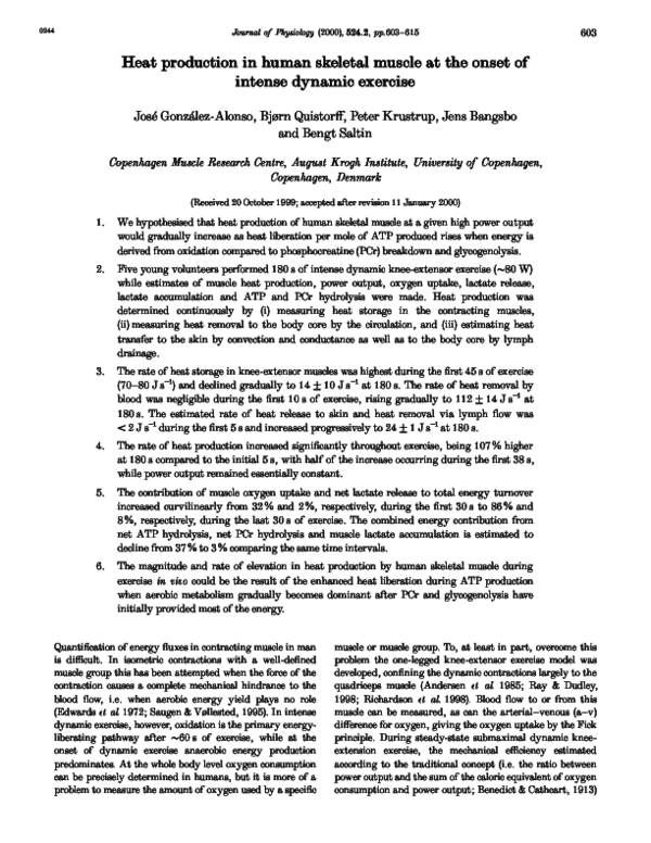 (PDF) Heat production in human skeletal muscle at the onset of intense ...