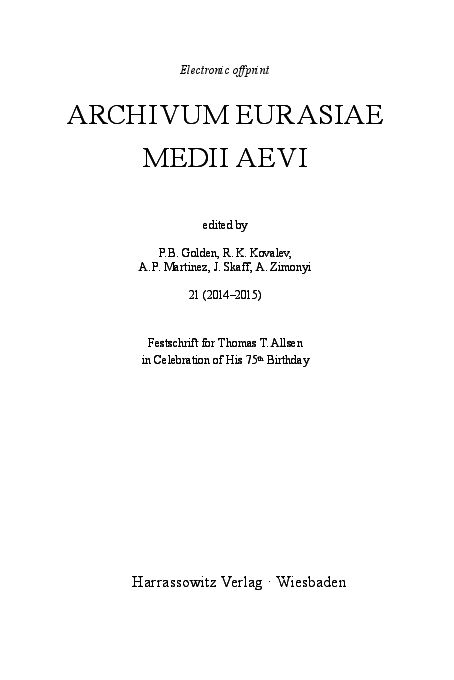 ARCHIVUM EURASIAE MEDII AEVI edited by
