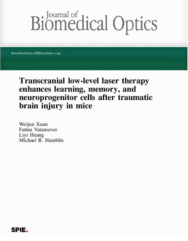 (PDF) Transcranial lowlevel laser therapy enhances learning, memory