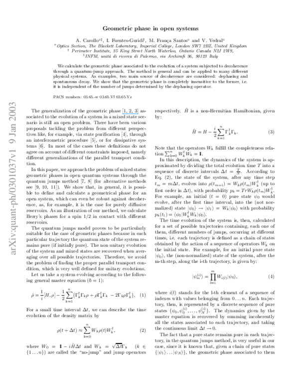 (PDF) Geometric Phase in Open Systems