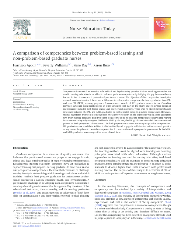 (PDF) A comparison of competencies between problem-based learning and ...