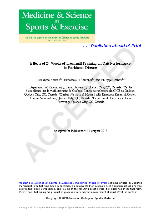 (PDF) Effects of 24 wk of Treadmill Training on Gait Performance in ...