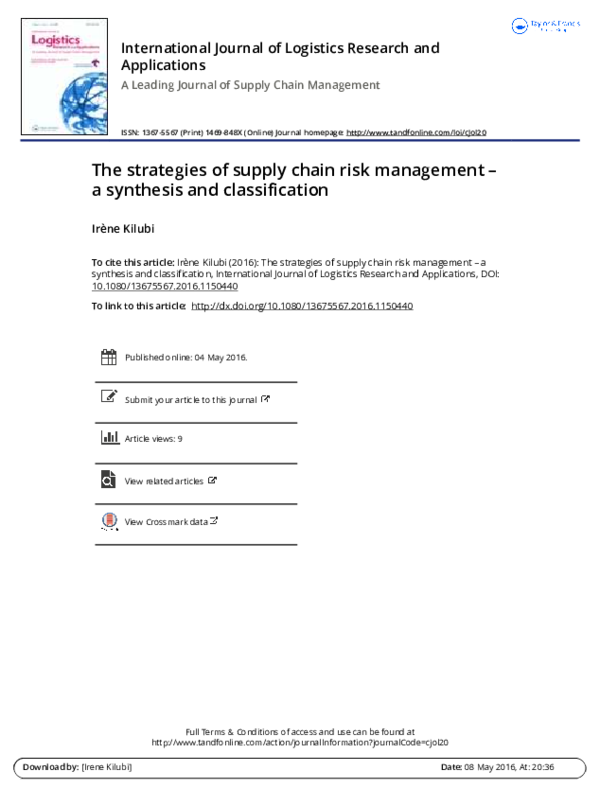 (PDF) International Journal of Logistics Research and Applications A