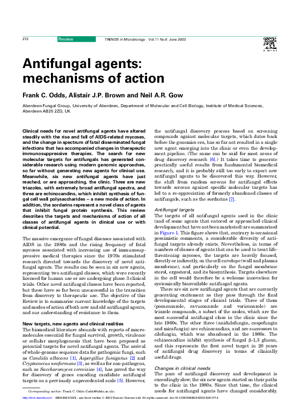 (PDF) Antifungal agents mechanisms of action Alistair Brown